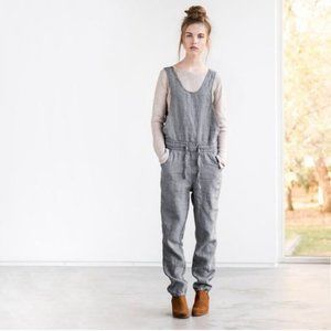 Not Perfect Linen Jumpsuit Dungarees grey size extra small